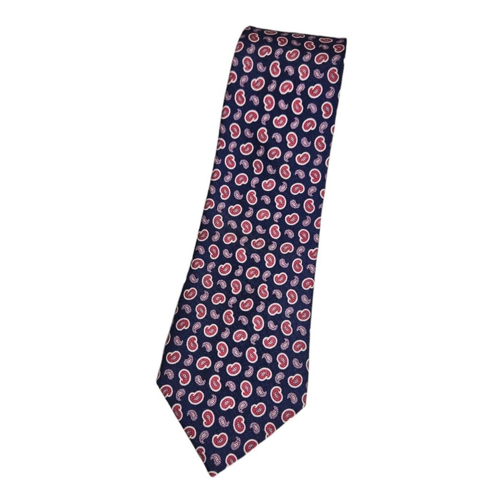 ROMEO GIGLI Men's 100% Silk Necktie LUXURY Tie Blue Paisley W:3.7" EUC